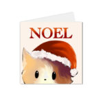 carte postale carte de vœux Noel chaton bonnet