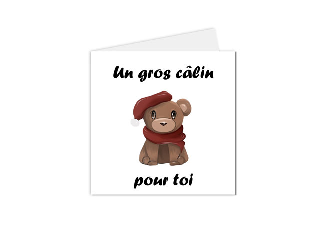 carte postale amour et tendresse un gros calin pour toi ourson