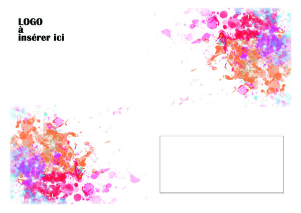 Modèle d'enveloppe imprimée et personnalisée avec les tâches de couleur à dominante rose pour taille d'enveloppe A4-A5-C4-C5