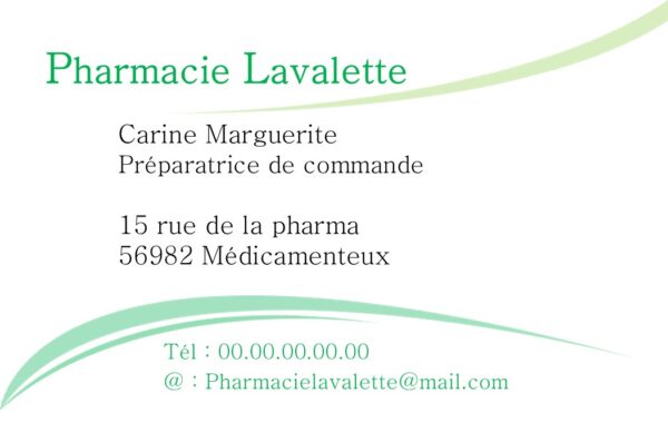 carte de visite pour pharmacie