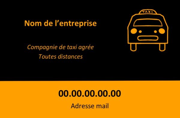 carte de visite recto taxi orange et noir