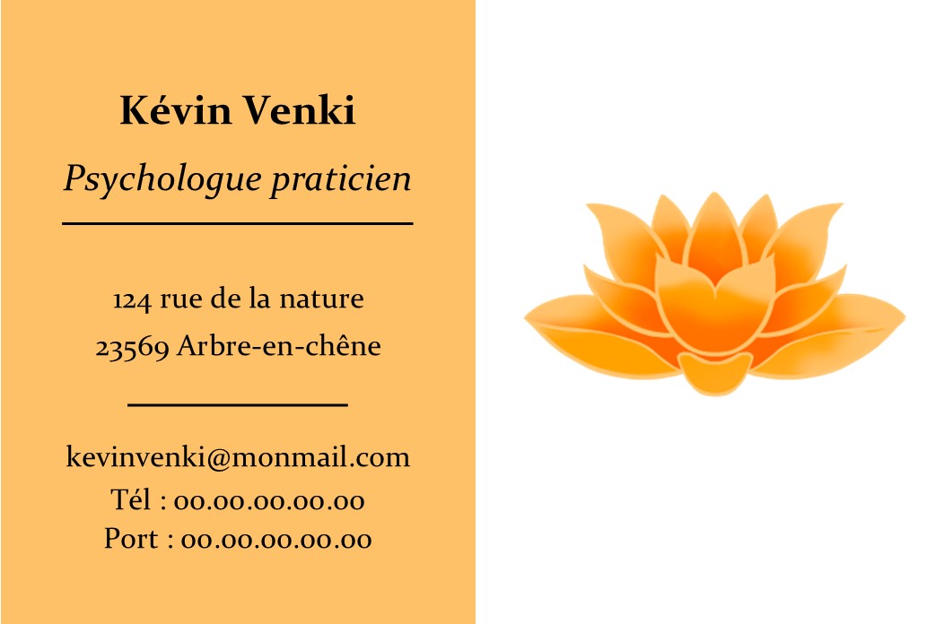 carte de visite recto santé et soin fleur de lotus orange