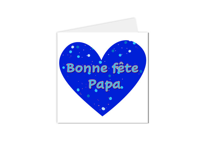 Carte bonne fête Papa cœur bleu vif