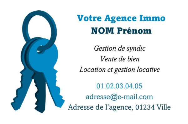 cartes de visite recto agence immobilière trousseau de clefs