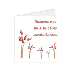 carte condoléances bouquets de fleurs roses parme