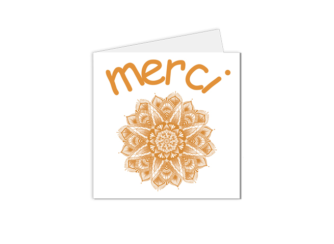 carte remerciement mandala orange