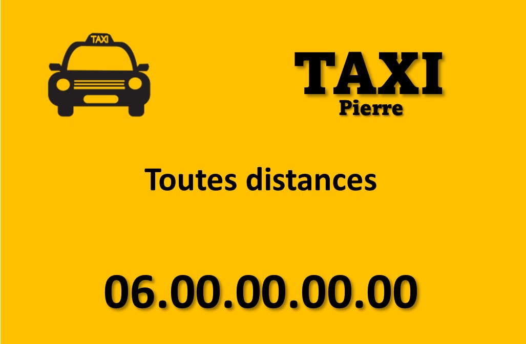 cartes de visite recto taxi jaune uni