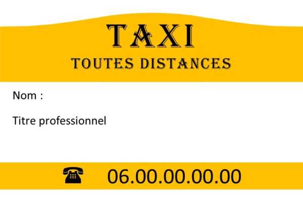 cartes de visite recto taxi bande jaune