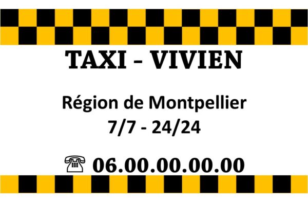 cartes de visite recto taxi damier noir et jaune