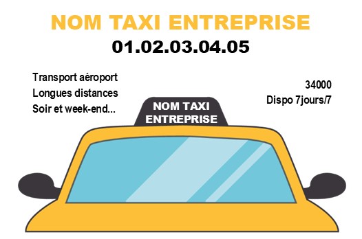 carte de visite taxi recto illustration pare brise