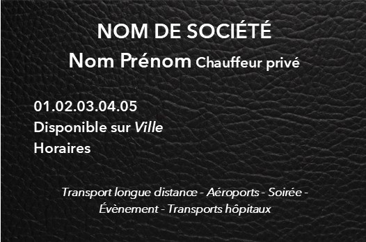 cartes de visite recto chauffeur privé cuir