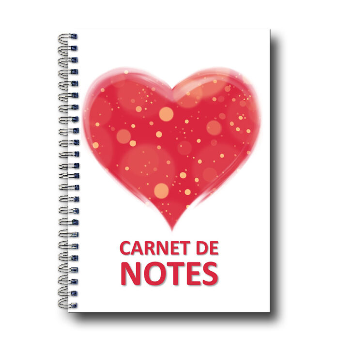 carnet de notes a5 "coeur rose et brillant"