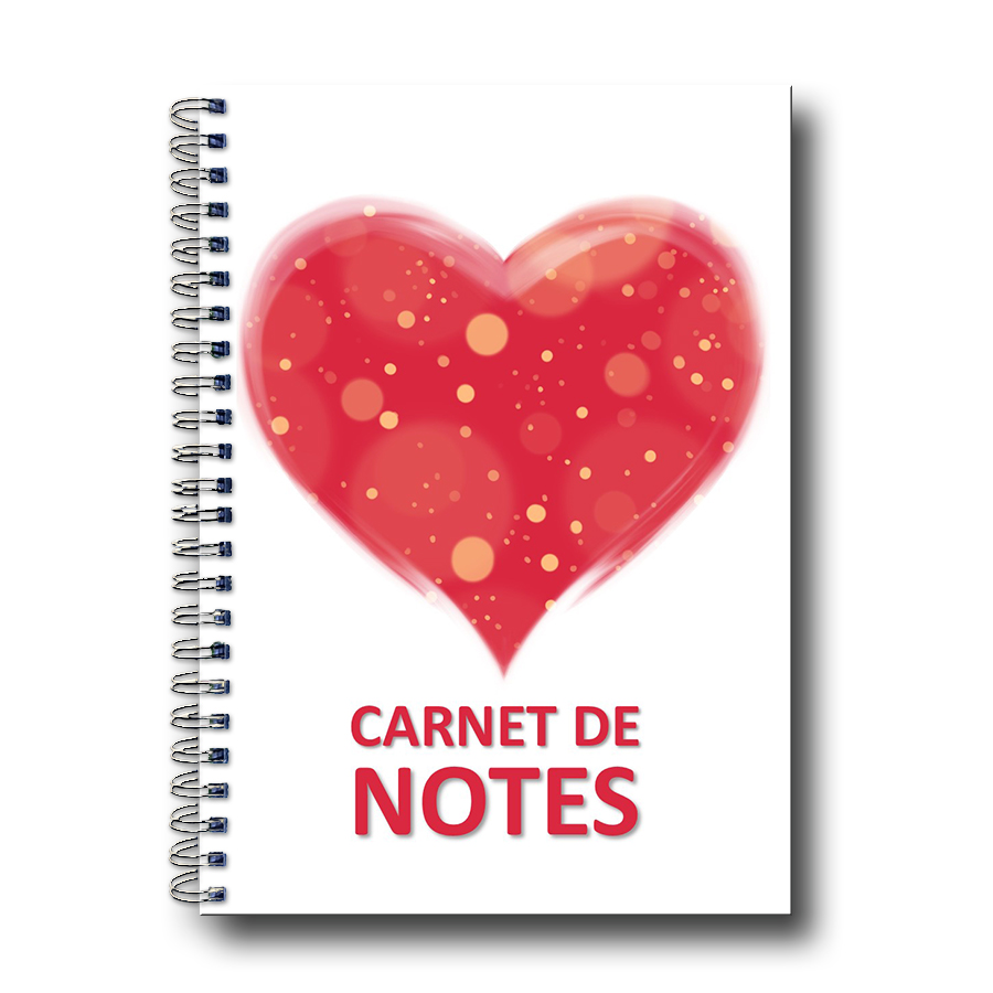 Carnet de notes A5 cœur rose