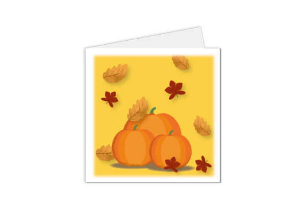 Carte d'automne citrouilles et feuilles