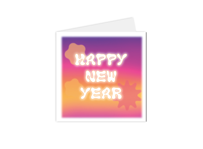 Carte de vœux "Happy new Year" colorée et psychédélique