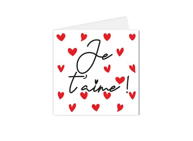 Carte "je t'aime" multitude de cœur rouge