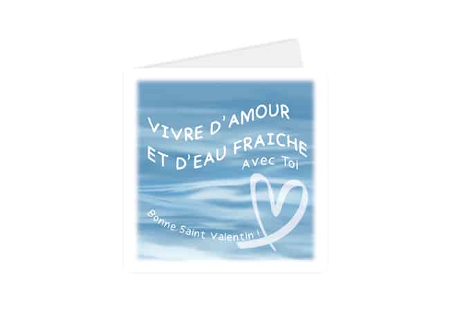 Carte Saint Valentin "vivre d'amour et d'eau fraiche, avec toi"