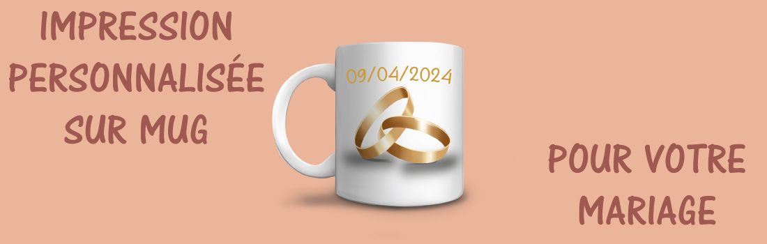 Impression personnalisée sur mug pour un souvenir original de votre mariage