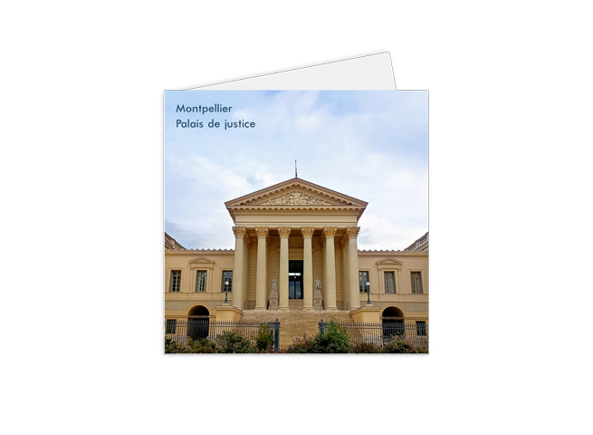 Carte postale de Montpellier avec une photographie du palais de justice
